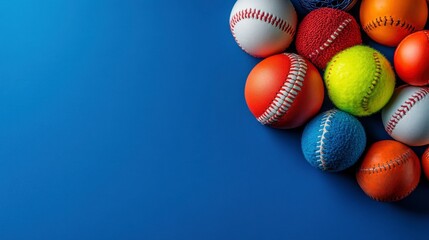 Colorful Sports Balls on Blue Background