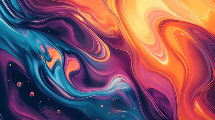 An engaging abstract background with fluid musical waveforms and harmonious color blends that visually interpret the rhythm and movement of sound. Harmonious. Illustration
