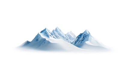 Snow-covered peaks tower high against a pristine white backdrop, depicting a tranquil winter landscape that invites exploration and reflection