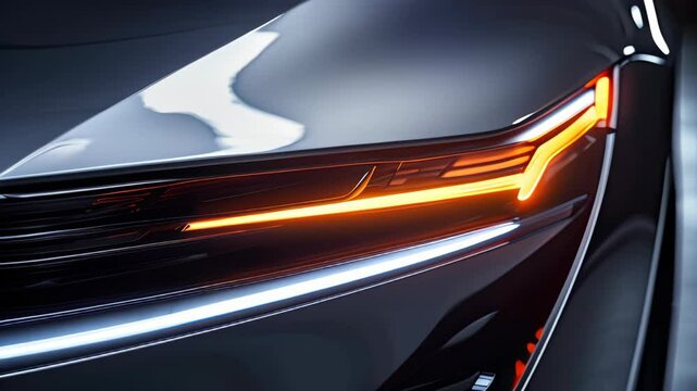 Detailed look at the futuristic car design showcasing innovative LED lighting features at an auto exhibition in 2023