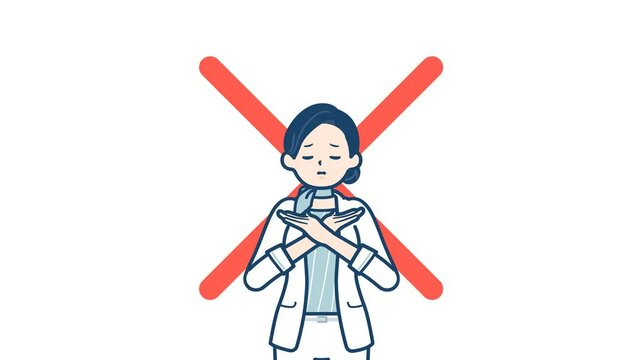 Beauty adviser woman_pose making X arms_with alpha channel