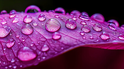 Macro Photography of Water Droplets on a Purple Flower Petal - Photo