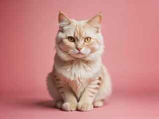 Obraz premium A cat sits against a plain background