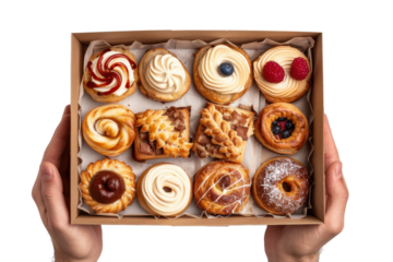 Danish Pastries Box on Transparent or White Background