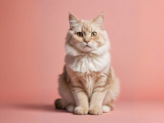 Obraz premium A cat sits against a plain background