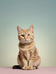 Obraz premium A cat sits against a plain background