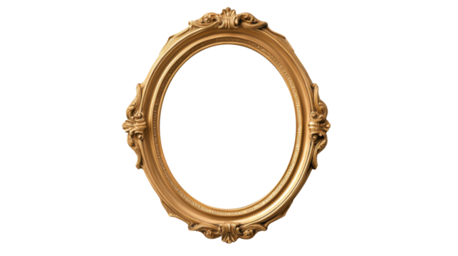 This sophisticated vintage gold frame, featuring intricate designs and an oval shape, is ideal for displaying art or cherished memories. Its transparency enhances versatility