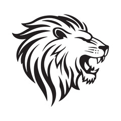 Lion-face artwork vector with intricate details and bold lines. furious wild lion on a white background.