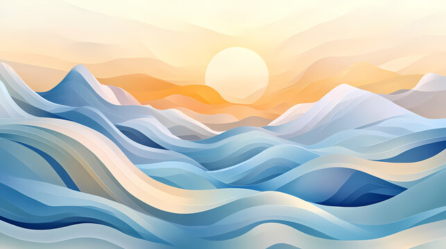 Calming rhythms depicted with smooth, soft shapes that create a relaxing and harmonious environment for mental wellness. Harmonious. Illustration