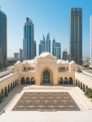 Obraz premium A blend of traditional and modern architecture in a cityscape.