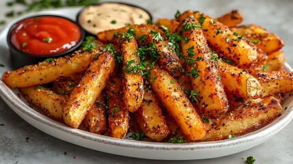 french fries with sauce