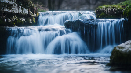 Obraz premium A close-up of camera settings displayed on a DSLR while focused on a beautiful waterfall, emphasizing tips for optimal exposure 