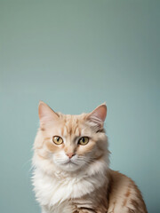 Obraz premium A cat sits against a plain background