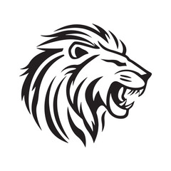 Lion-face artwork vector with intricate details and bold lines. furious wild lion on a white background.