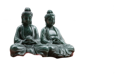 Fototapeta premium Jade Statue, Chinese New Year Festival, Isolated on White, PNG File, Transparent Background