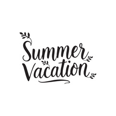 summer vacation time typography calligraphy letterings text vector art flat design illustration