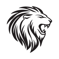 Fototapeta premium Lion-face artwork vector with intricate details and bold lines. furious wild lion on a white background.