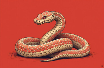 Fototapeta premium Flat chinese new year snake 2025. A stylized image of the Chinese New Year snake in a modern, flat design. Perfect for branding and advertising materials