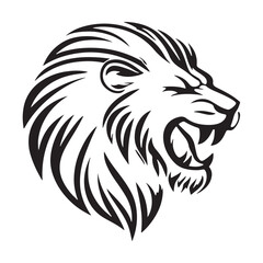 Lion-face artwork vector with intricate details and bold lines. furious wild lion on a white background.