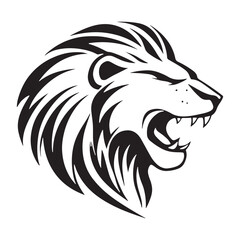 Fototapeta premium Lion-face artwork vector with intricate details and bold lines. furious wild lion on a white background.