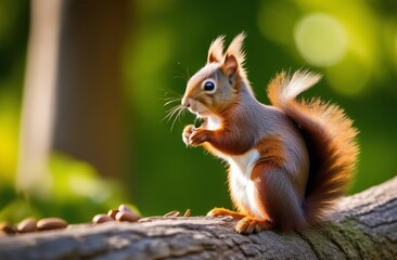 Obraz premium Squirrel with a nut in his hands