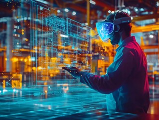 Futuristic Digital Factory with Holographic Product Design and Manufacturing in Virtual Reality