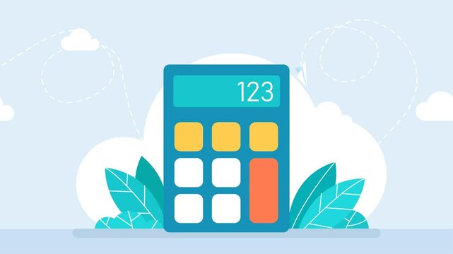 Flat Calculator icon. Financial management, budget, and earnings business money. Income accounting finance tax. Calculator icon. Math device calculate isolated on a white background. 2d flat animation
