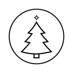 Christmas tree icon, Xmas symbol, flat design template, vector illustration
