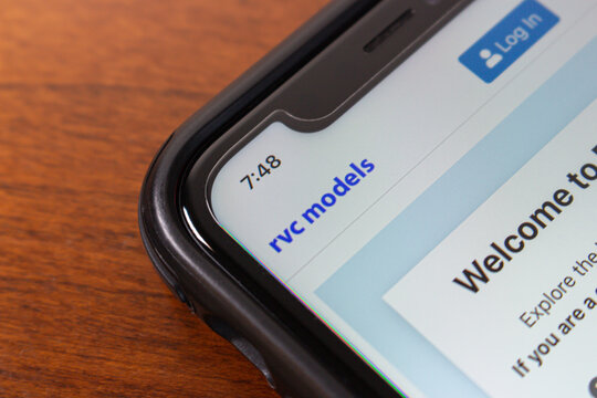 Vancouver, CANADA - May 14 2024 : The RVC Models website is displayed on an iPhone. RVC Models is a platform for AI models designed for Retrieval-based Voice Conversion (RVC).