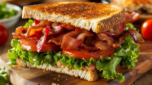 Classic BLT Sandwich with Bacon, Lettuce and Tomato