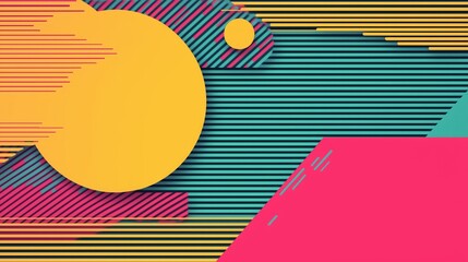 Vibrant abstract geometric design with bold lines, colorful shapes, and retro tones. Ideal for backgrounds, graphic design, and creative projects.