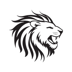 Lion-face artwork vector with intricate details and bold lines. furious wild lion on a white background.