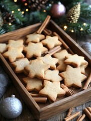 Star-Shaped Christmas Cookies with Cinnamon Sticks