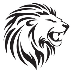 Lion-face artwork vector with intricate details and bold lines. furious wild lion on a white background.