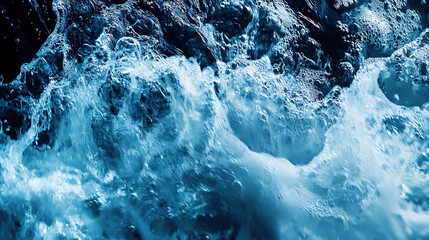 Fototapeta premium A detailed close-up of cascading water, showing texture and movement, taken with a high-speed shutter to freeze the action 
