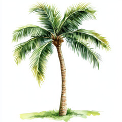 Obraz premium tropical palm tree with lush green fronds, evoking vacation vibe and relaxation. Perfect for summer themes and nature inspired designs