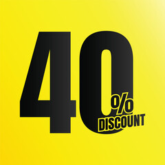 40 percent discount deal icon, 40% special offer discount vector, 40 percent sale price reduction offer, Friday shopping sale discount percentage design