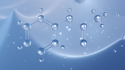 acetanilide molecular structure, 3d model molecule, analgesic, structural chemical formula view from a microscope