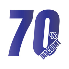70 percent discount deal icon, 70% special offer discount vector, 70 percent sale price reduction offer, Friday shopping sale discount percentage design