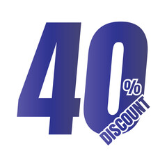 40 percent discount deal icon, 40% special offer discount vector, 40 percent sale price reduction offer, Friday shopping sale discount percentage design