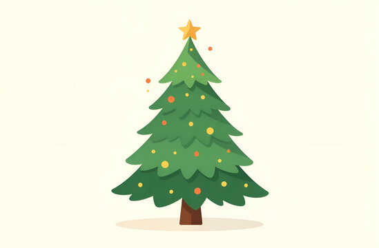 Beautiful christmas tree. Green Christmas tree with colourful presents seasonal theme concept.