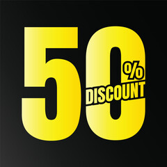 Art & Illustr50% discount deal sign icon, 50 percent special offer discount vector, 50 percent sale price reduction offer design, Friday shopping sale discount percentage icon designation