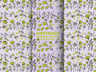 Organic fresh plant flower  textile illustration pattern template
