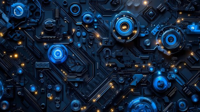 Digital technology blue mechanical structure illustration poster background