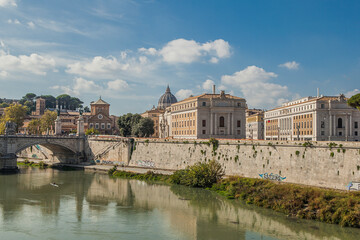 Fototapeta premium Rome, Italy. View of the Tiber River and the Vatican