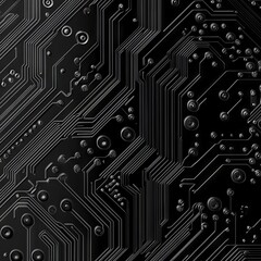 Abstract Circuit Board Pattern: Black Technology Background