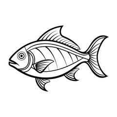 Hilsa, hilsha, ilisha design, labeled line art and linocut vector silhouette illustration.