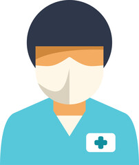 Doctor or nurse wearing scrubs and surgical mask for protection