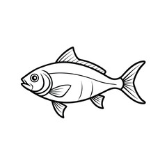 Hilsa, hilsha, ilisha design, labeled line art and linocut vector silhouette illustration.