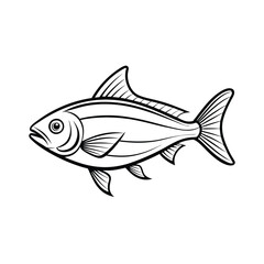 Hilsa, hilsha, ilisha design, labeled line art and linocut vector silhouette illustration.